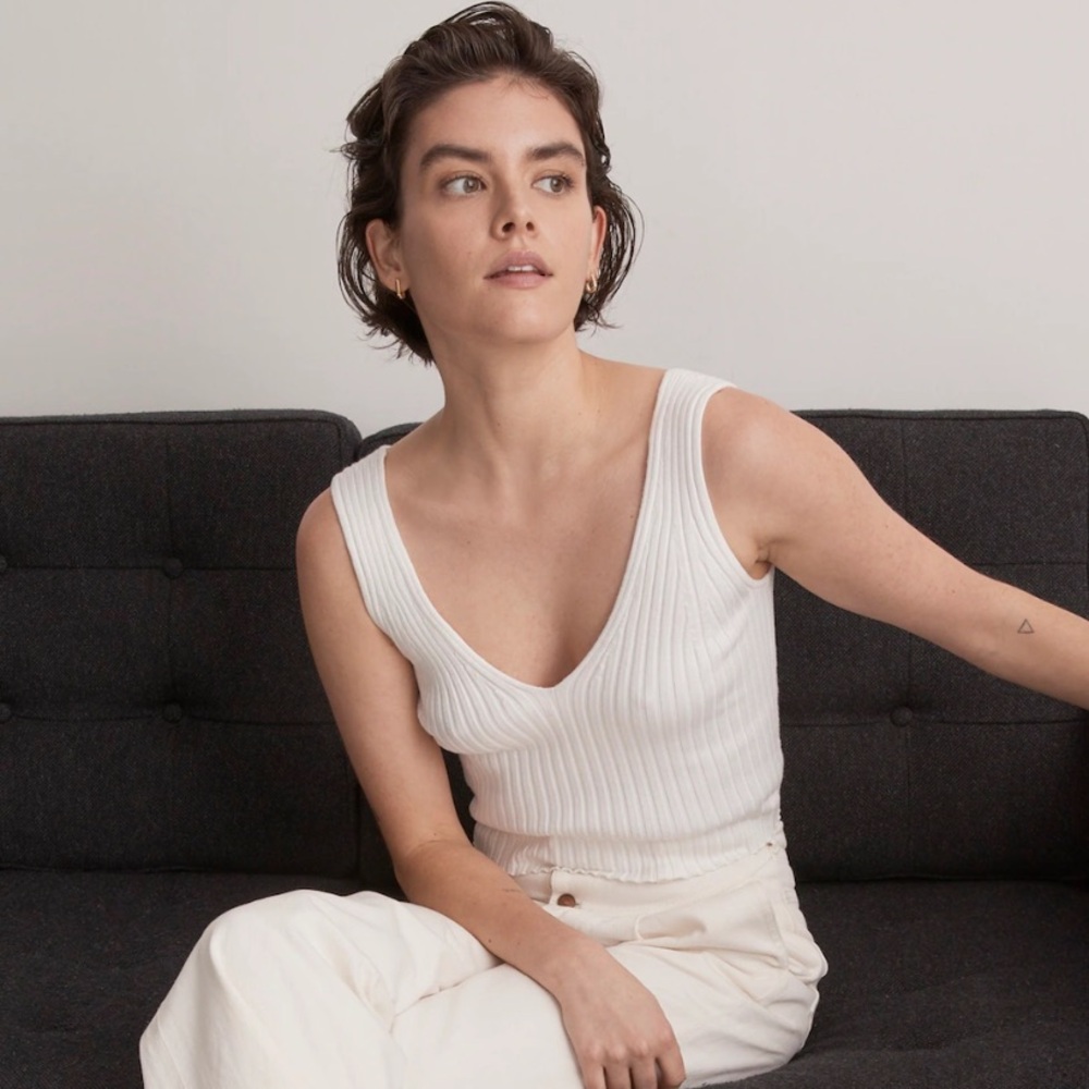 Madewell white v-neck sweater tank